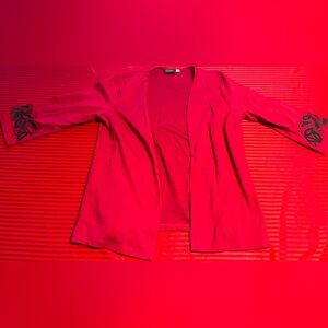 Pre-Owned Red Bob Mackie Wearable Art Paisley Long Sleeve Jacket & Tank Set